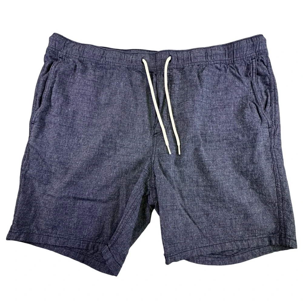 H&M Linen‎ Blend Shorts XL Gray Drawstring Casual Lightweight Summer Beach